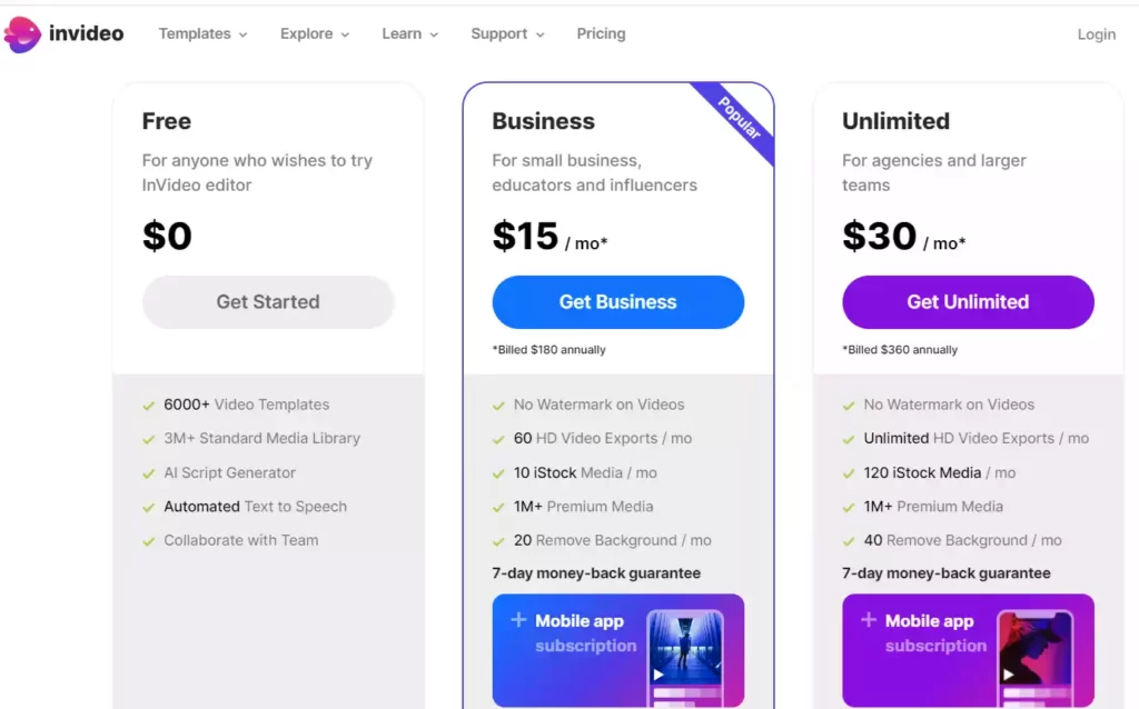 invideo-pricing